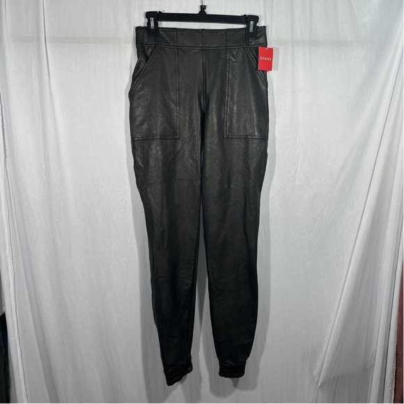 NEW $148 Spanx [ Small ] Faux Leather Jogger‎ Pants in Black - Picture 6 of 15